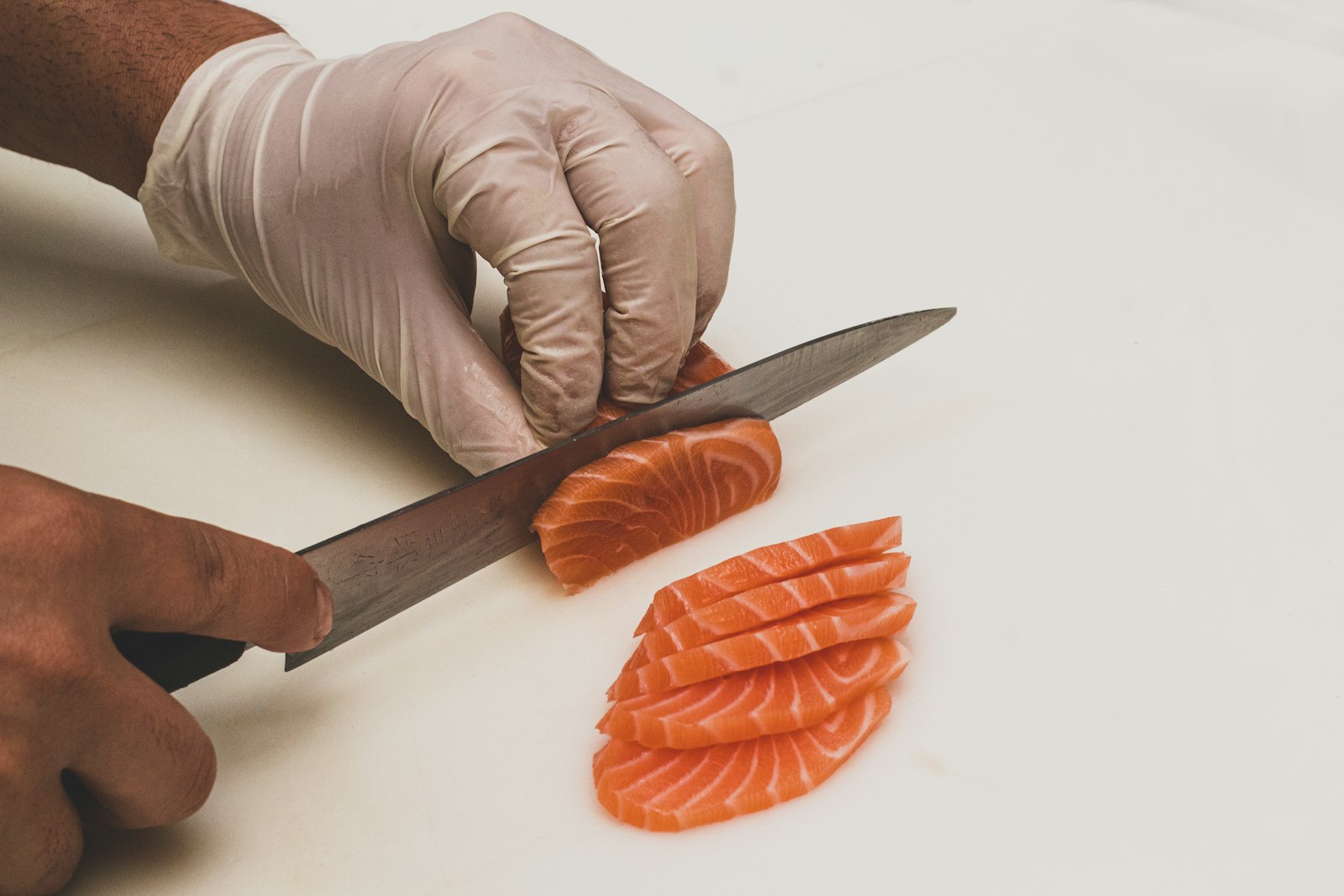 Otoro sashimi — five thick slices of fatty tuna belly
